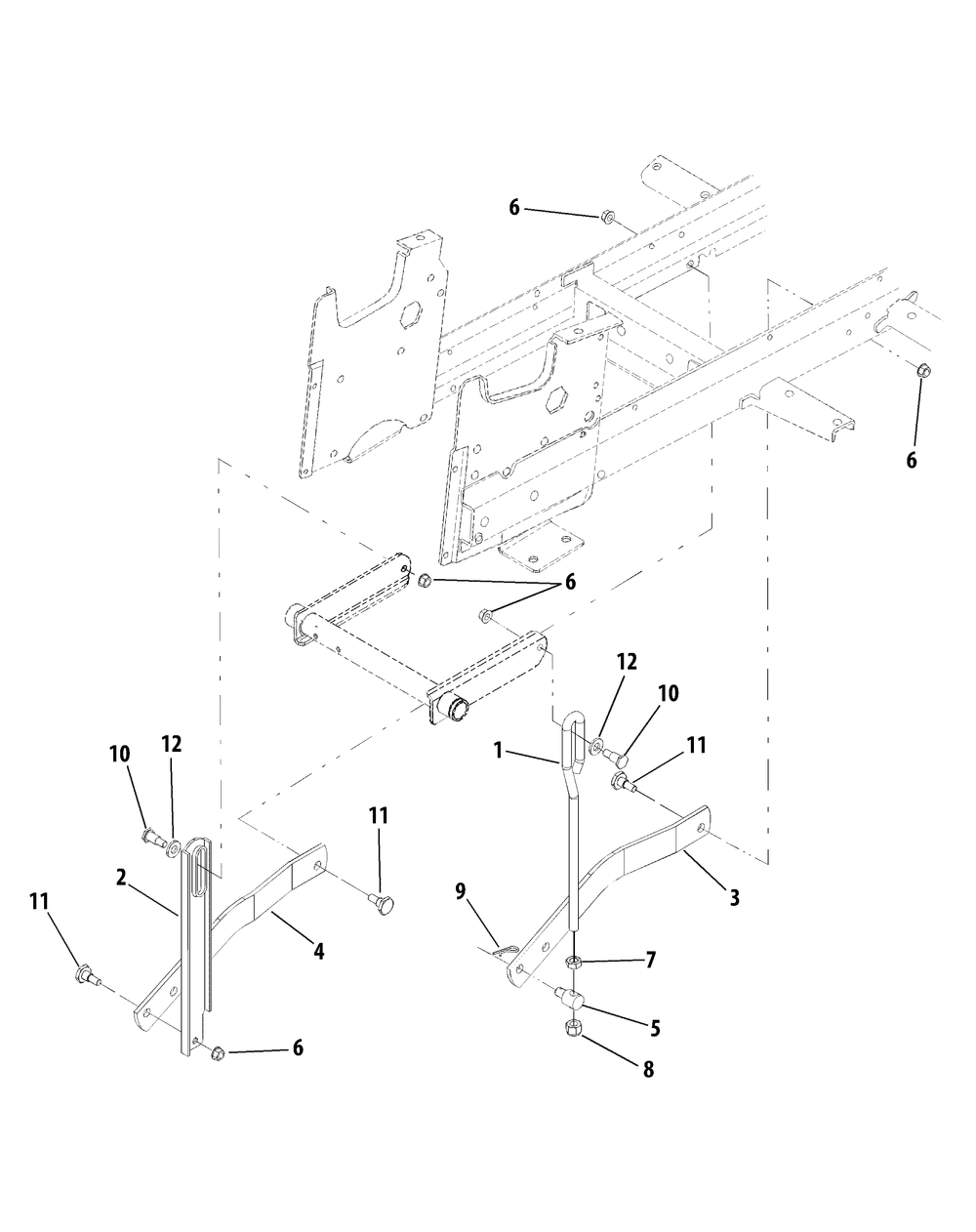 Implement Lift Hanger Diagram and Parts List for GT2550 K015-K018-14A2E7P710 Cub Cadet Lawn Tractor